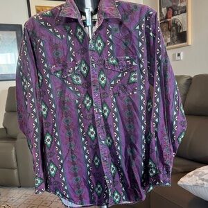 Vibrant Purple and Green Geometric Men's Shirt